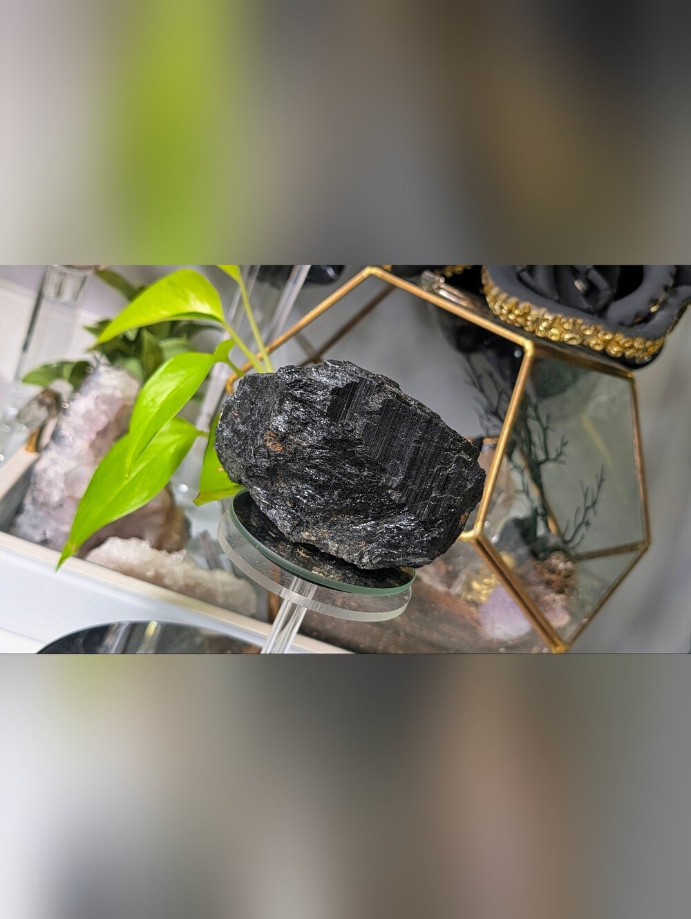 Rare Deep Black Lustrous Black Tourmaline Crystal Cluster